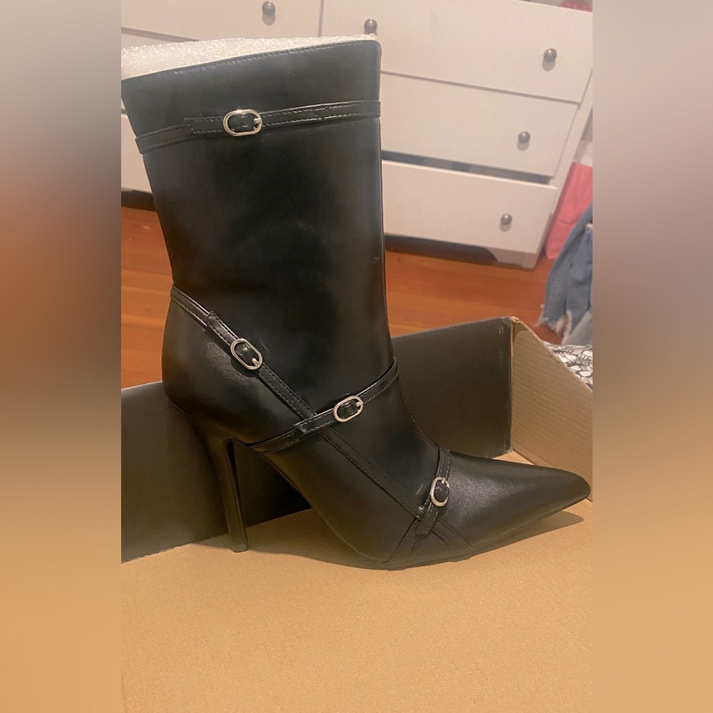 Buckled Detailed Heeled Booties